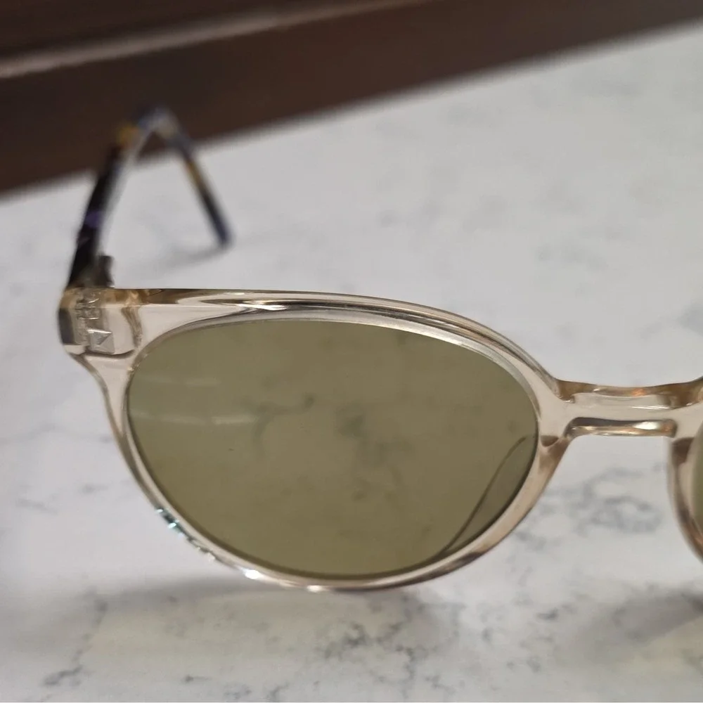 Via Spiga Oval Sunglasses Clear Frame Green Tinted Lenses w/ Rx 135mm 360/SC